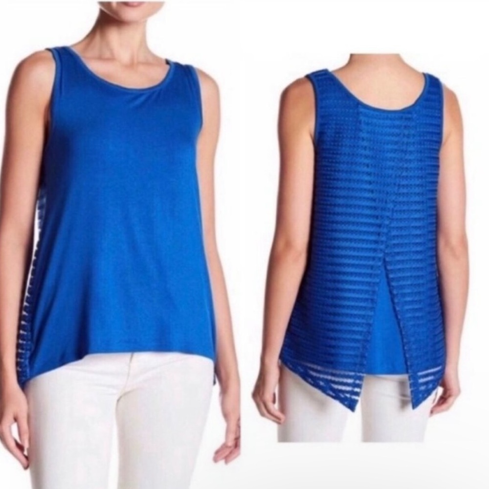 Lemon Tart Everly Sleeveless Relaxed Fit Cut Out Back Top in Royal Blue